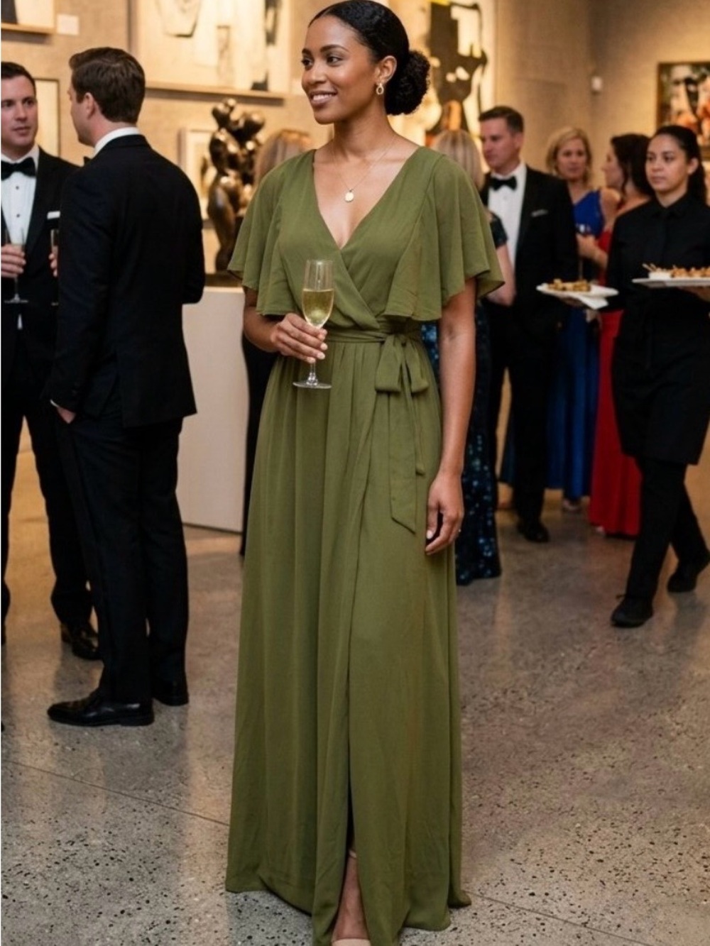 Lulus Olive Green Wrap Maxi Dress